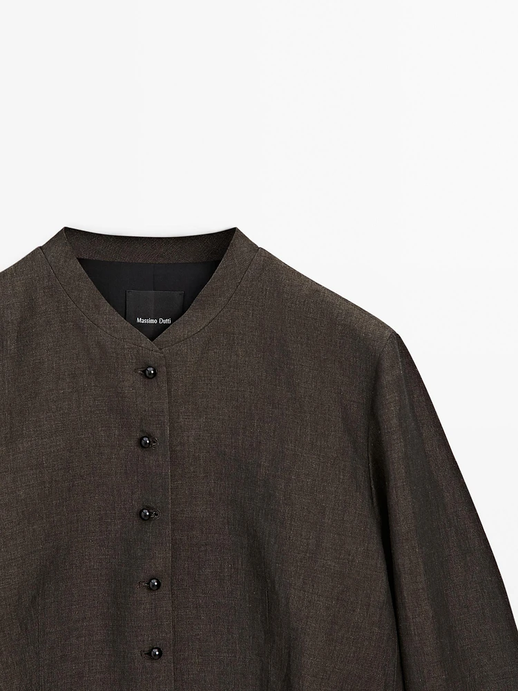 Veste boutons fantaisie lin mélangé