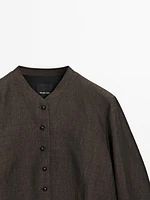 Veste boutons fantaisie lin mélangé