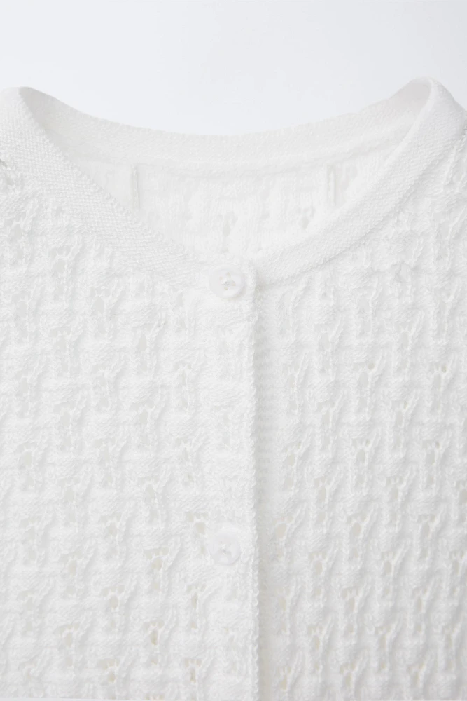 OPENWORK KNIT OVERALL SHORTS