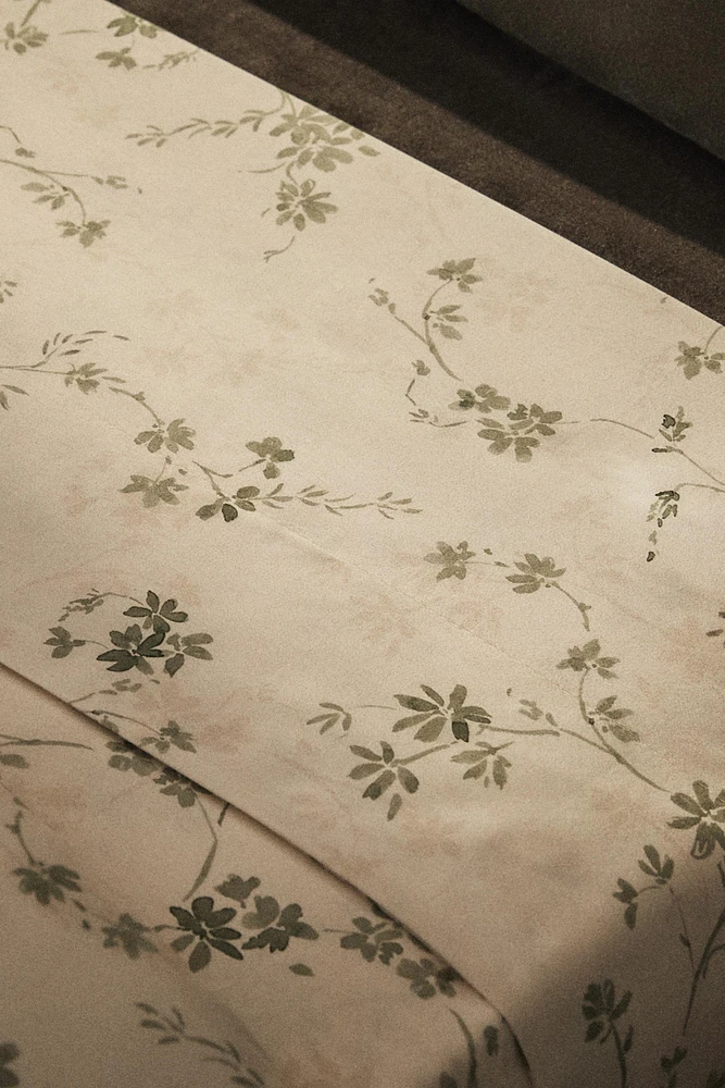 FLORAL PRINT SATEEN FLAT SHEET
