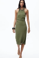TEXTURED HALTER DRESS