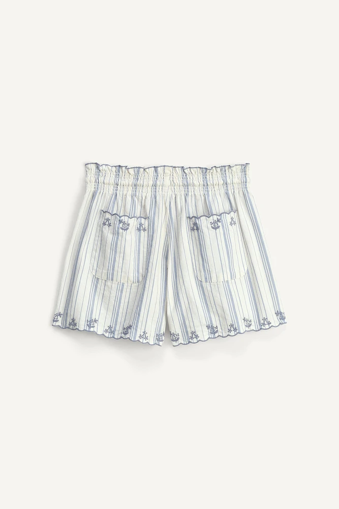 LIMITED EDITION STRIPED EMBROIDERED SHORTS
