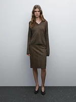 100% linen knit polo collar sweater
