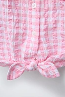 GINGHAM FLORAL PATCH SHIRT