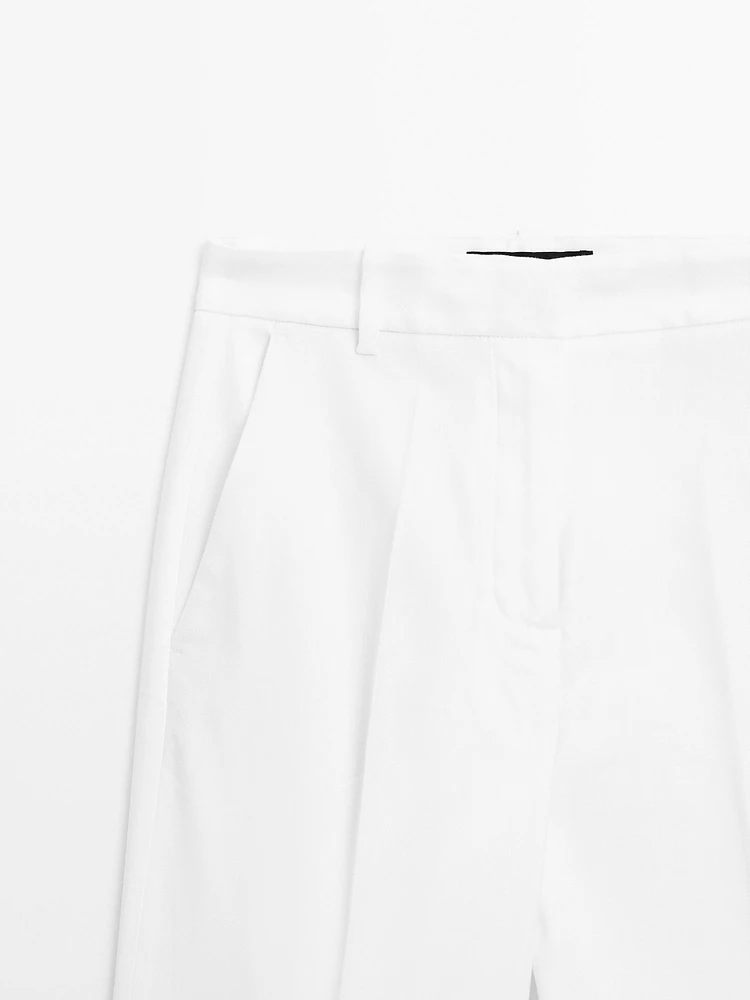 Stretch linen blend trousers