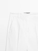 Stretch linen blend trousers