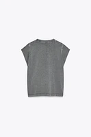 WASHED EFFECT SLEEVELESS T-SHIRT