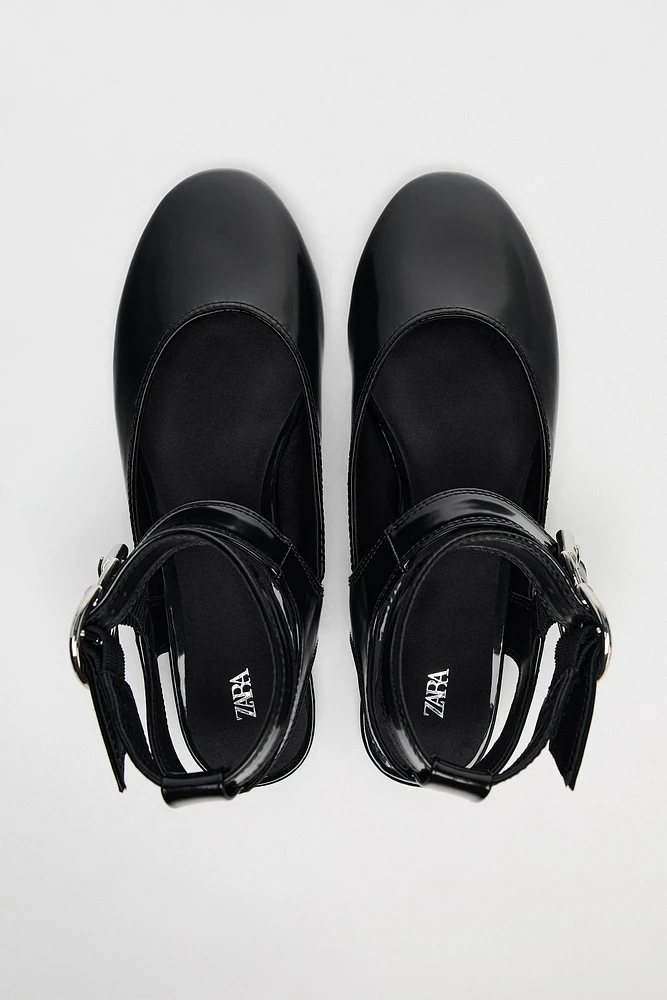 SLINGBACK DOUBLE BUCKLE BALLET FLATS