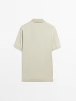 Cotton blend polo shirt with snap button