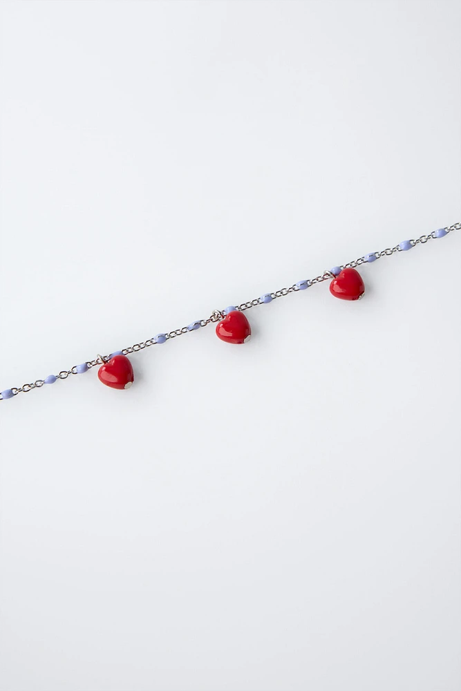 HEART NECKLACE AND TWO RINGS SET
