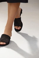 MULE TISSU TRESSÉ TALONS KITTEN