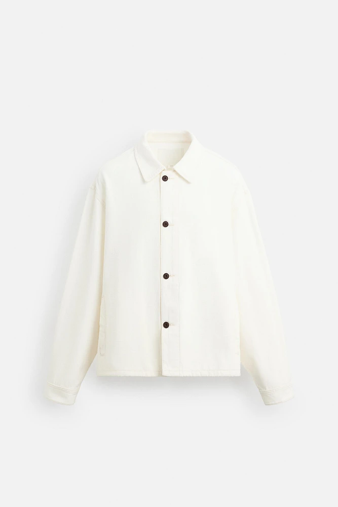 BOXY FIT HERRINGBONE DENIM OVERSHIRT