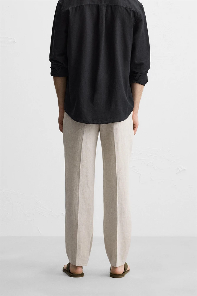 PANTALON 100 % LIN PLIS