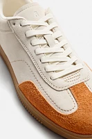 CONTRAST SOLE LEATHER SNEAKERS