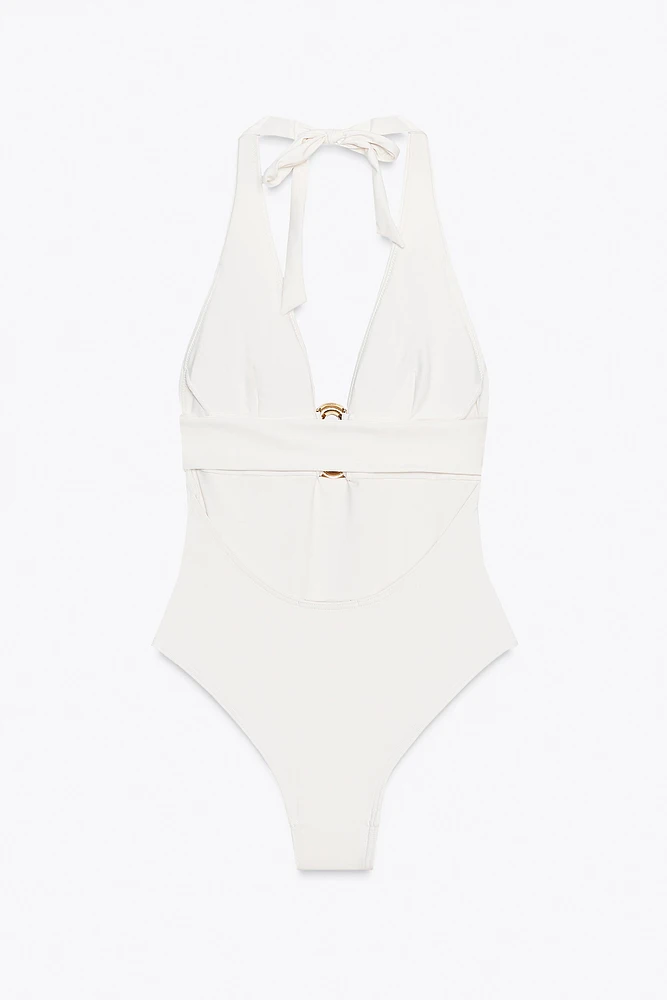 HALTER SWIMSUIT WITH METAL DETAIL