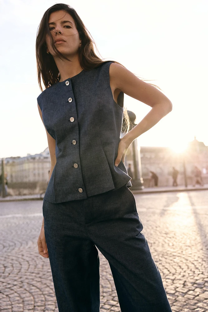 GILET AVEC PINCES EN LIN