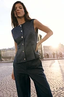 GILET AVEC PINCES EN LIN