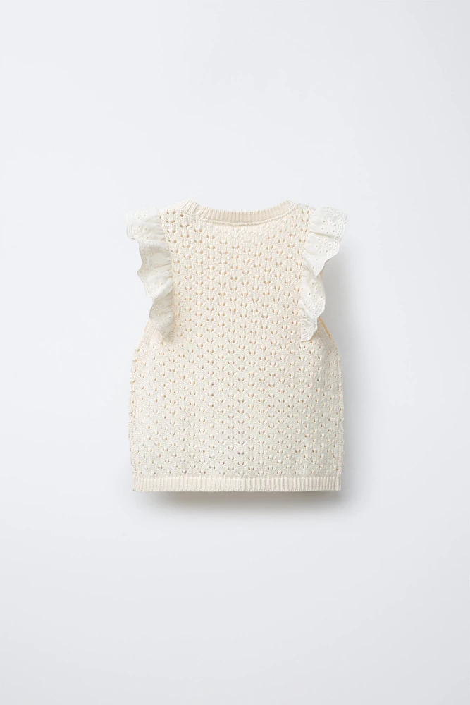 TOP EN MAILLE DENTELLE
