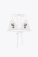 CROSS-STITCH FLOWER TRIANGLE BIKINI TOP