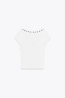 ROMANTIC RIBBED T-SHIRT