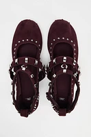 STUDDED SUEDE BALLET FLATS