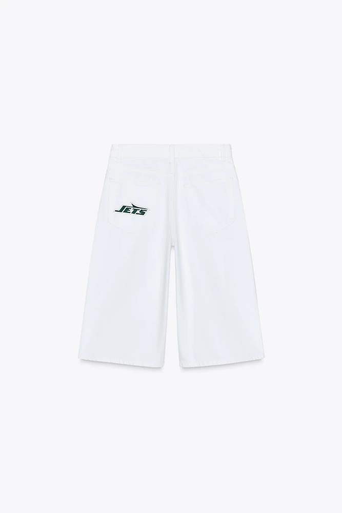 TRF BAGGY NFL JETS DENIM JORTS