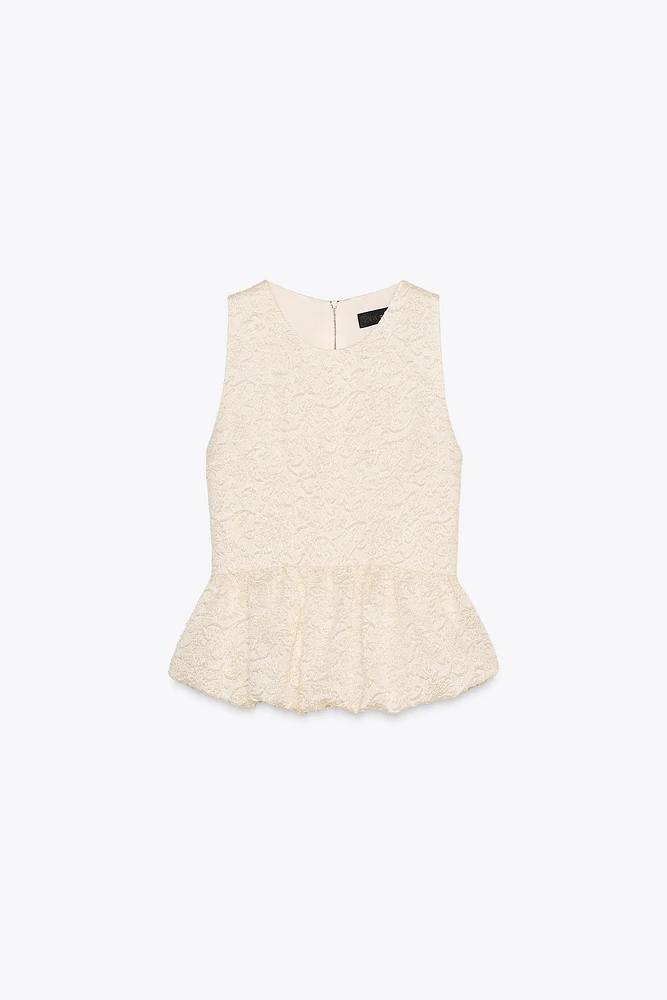 TEXTURED PEPLUM TOP