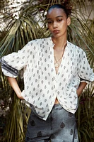 BALLOON SLEEVE PRINTED BLOUSE