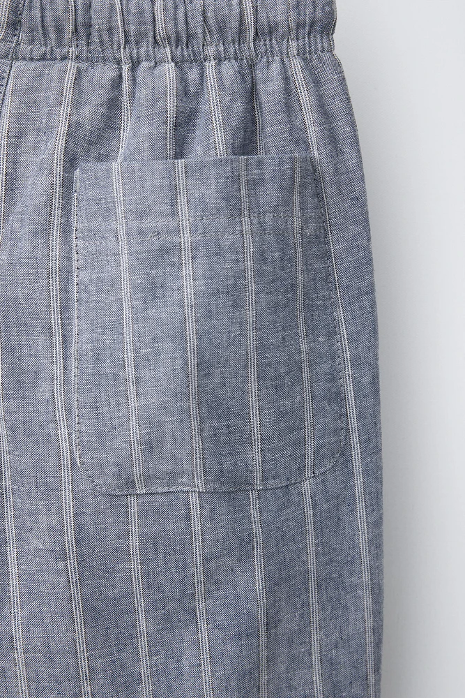 STRIPED LINEN BLEND PANTS