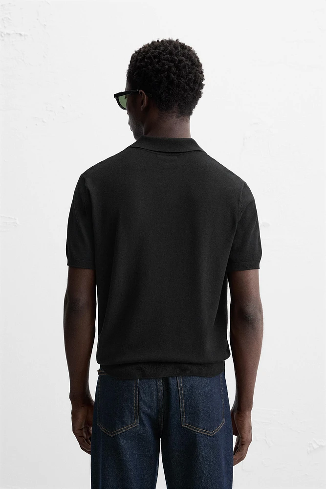 VISCOSE BLEND KNIT POLO SHIRT