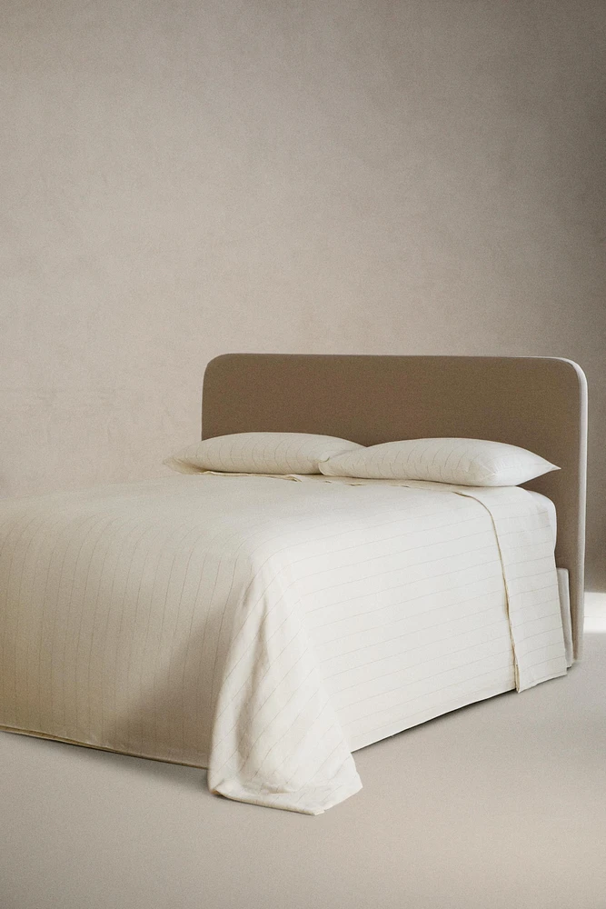 STRIPED COTTON LINEN FLAT SHEET