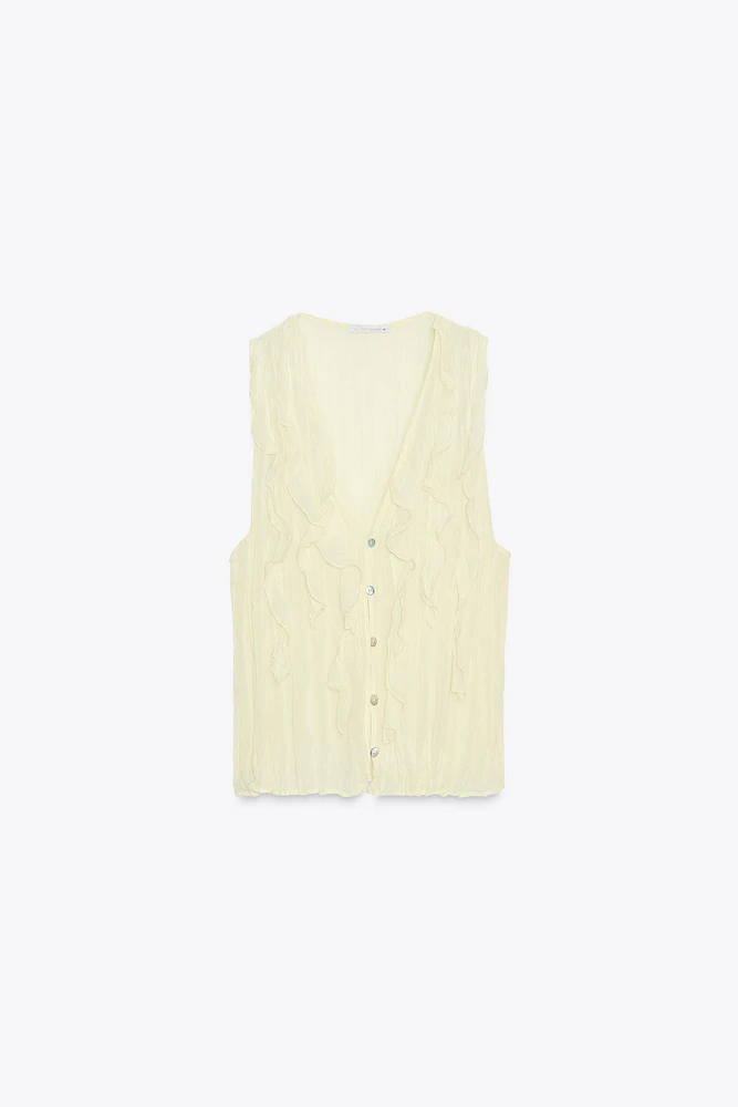 SEMI-SHEER RUFFLED TOP