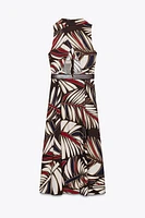 BELTED PRINTED MIDI DRESS
