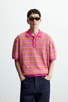 POLO EN MAILLE À RAYURES TEXTURÉ