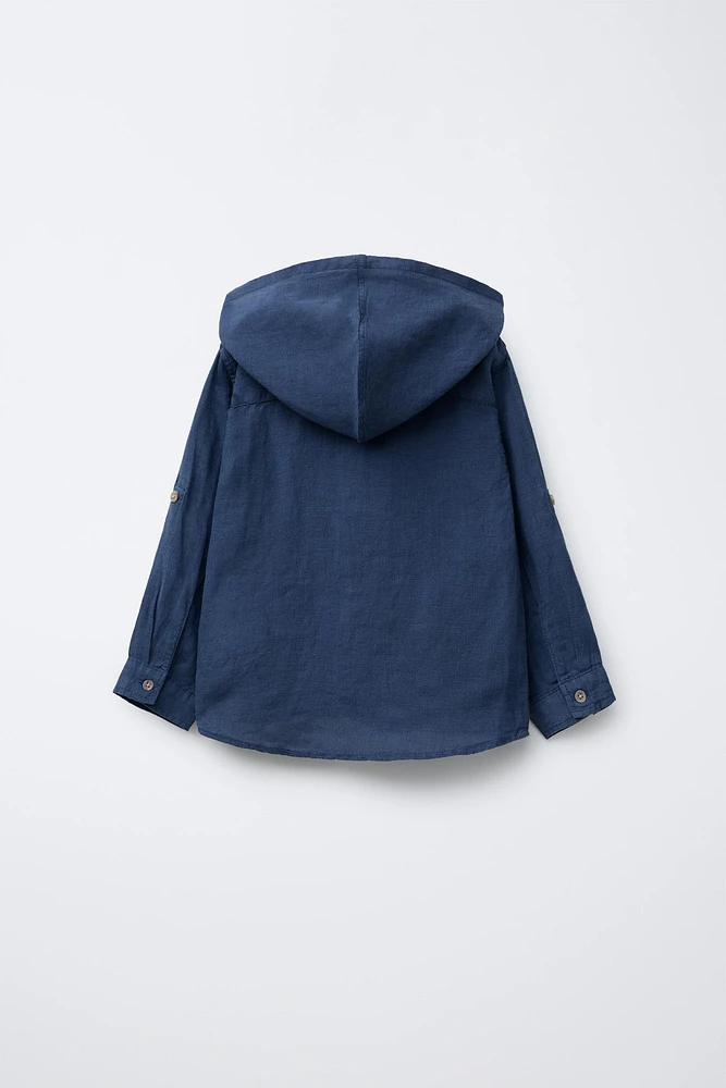 LINEN HOODED SHIRT