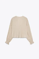 SHORT EMBROIDERED EYELET BLOUSE