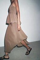 ASYMMETRICAL CREPE MIDI SKIRT