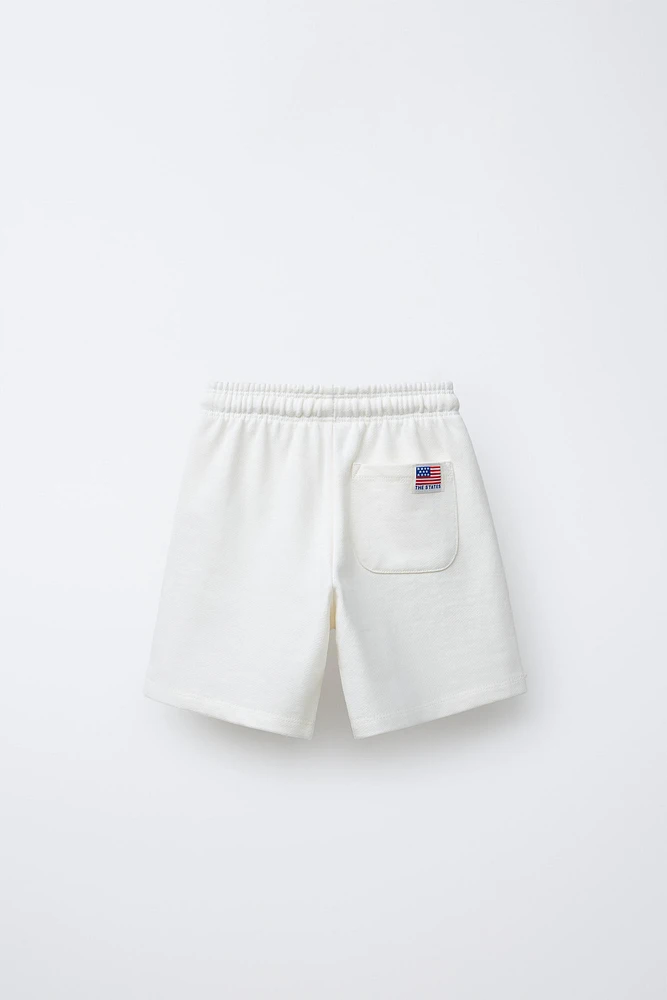 EMBROIDERED TEXT SHORTS