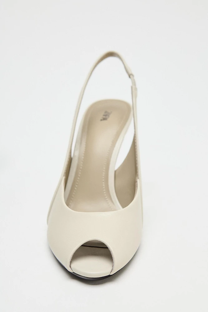 LEATHER OPEN HEELED SANDALS