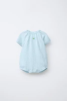 FISH EMBROIDERED TEXTURED ROMPER
