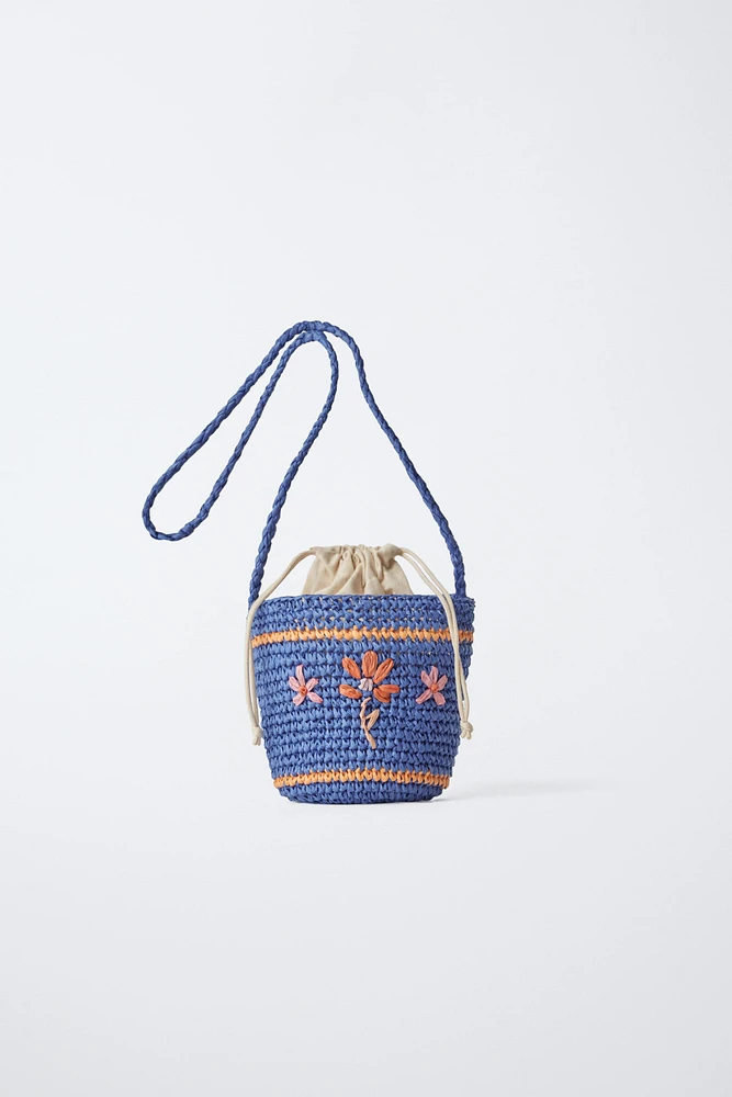SAC BANDOULIÈRE EFFET RAPHIA BRODÉ