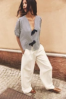 PLEATED WIDE LEG PANTS