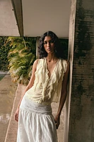 SEMI-SHEER RUFFLED TOP