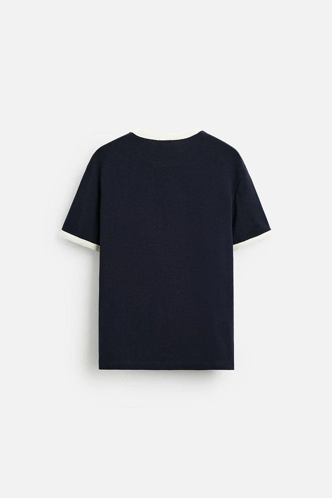 BASIC CONTRAST RIBBED T-SHIRT