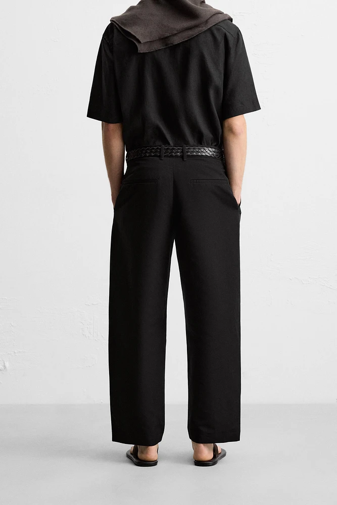 COTTON - LINEN PLEATED PANTS