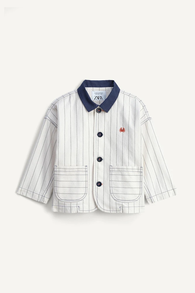 LIMITED EDITION CONTRASTING COLLAR STRIPED JACKET