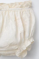 EMBROIDERED FLORAL BLOUSE AND BRIEFS
