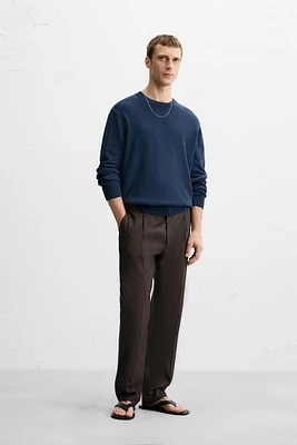 100% LINEN PLEATED PANTS