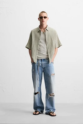 JACQUARD WRINKLE EFFECT SHIRT