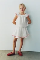 SCALLOPED LINEN SKORT